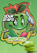 Sour Slaps Green Apple flat lollipop green packaging