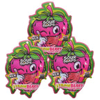 Sour Slaps Strawberry candy—thin, chewy, and coated in sour sugar, available at Sweet Cakes Shop in Detroit.