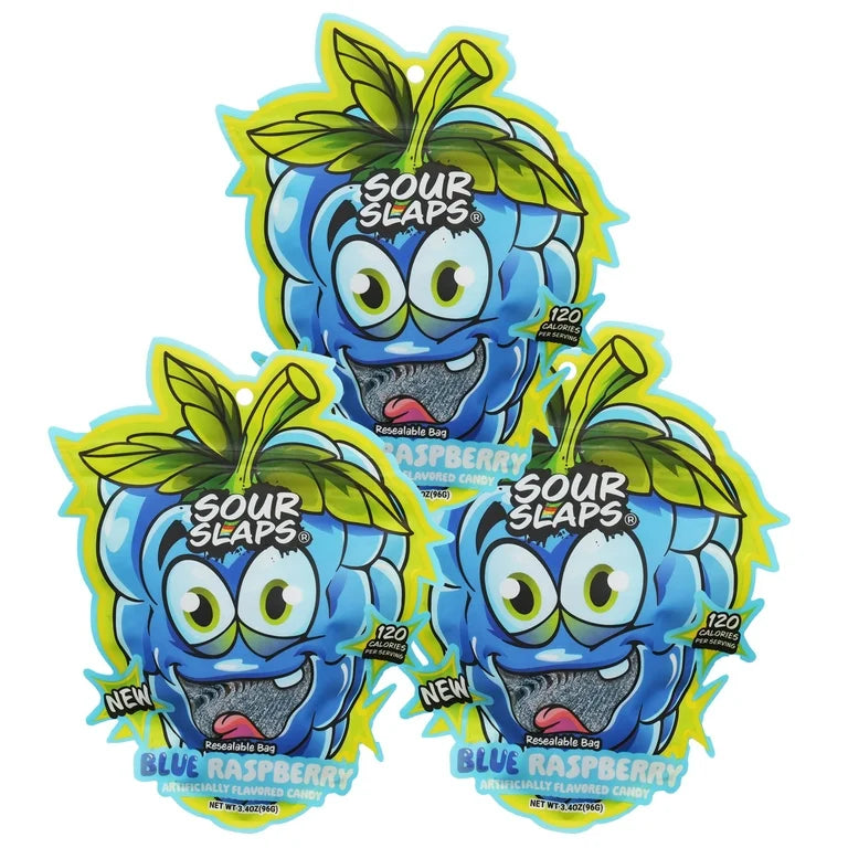 Get a triple dose of sweet and sour with the Sour Slaps 3-Pack Flavored Sour Candy Belts at Sweet Cakes Shop in Detroit—colorful, chewy, and delicious! 