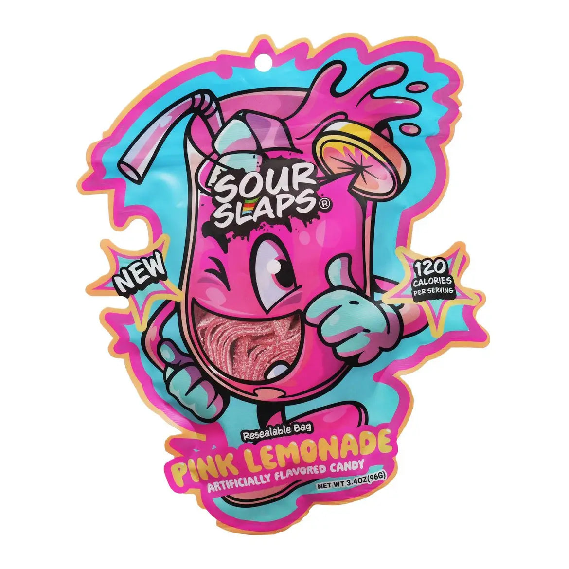 Sour Slaps Pink Lemonade candy—thin, chewy, and dusted with sour sugar, available at Sweet Cakes Shop in Detroit.