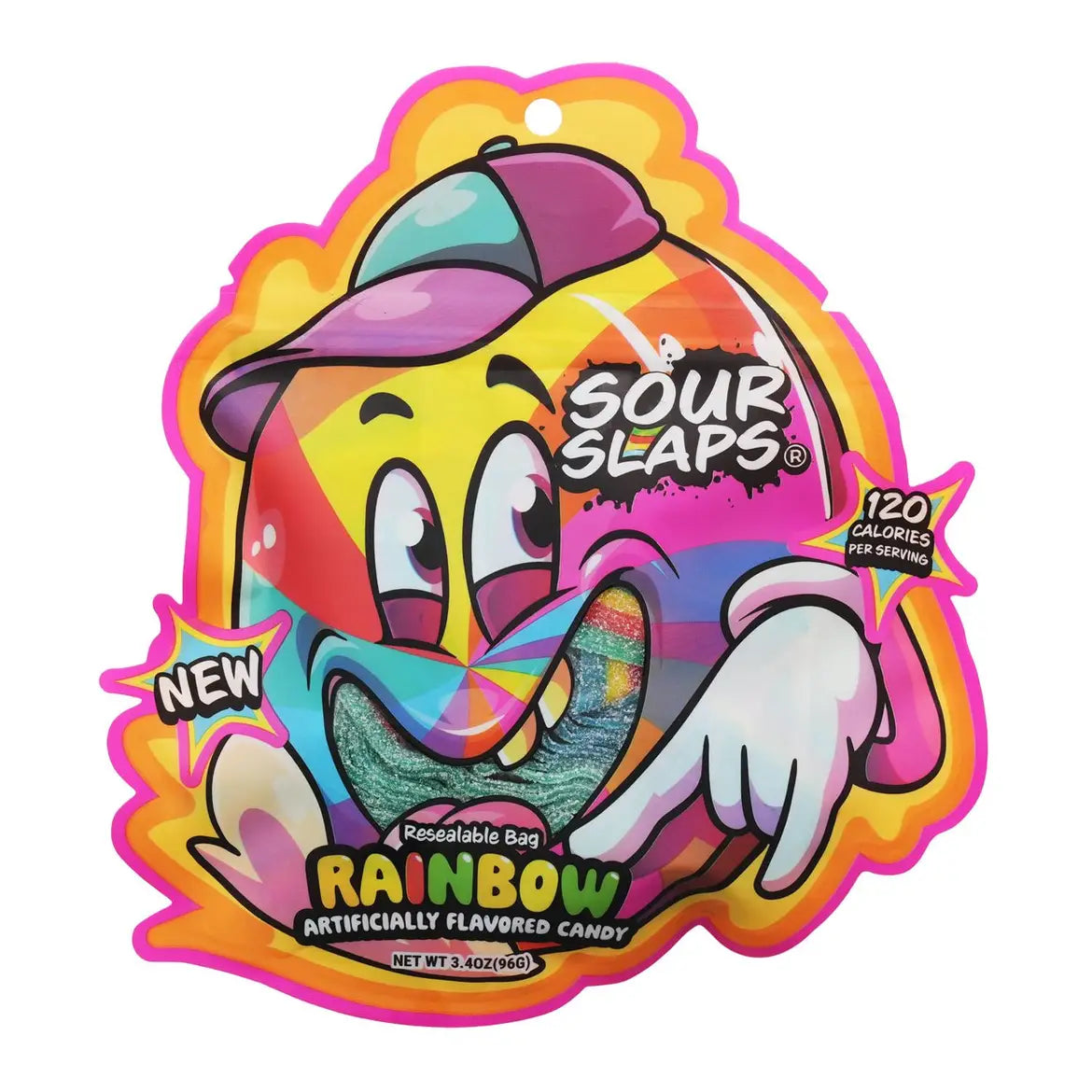 Sour Slaps Rainbow candy—thin, chewy, and coated in sour sugar, available at Sweet Cakes Shop in Detroit.