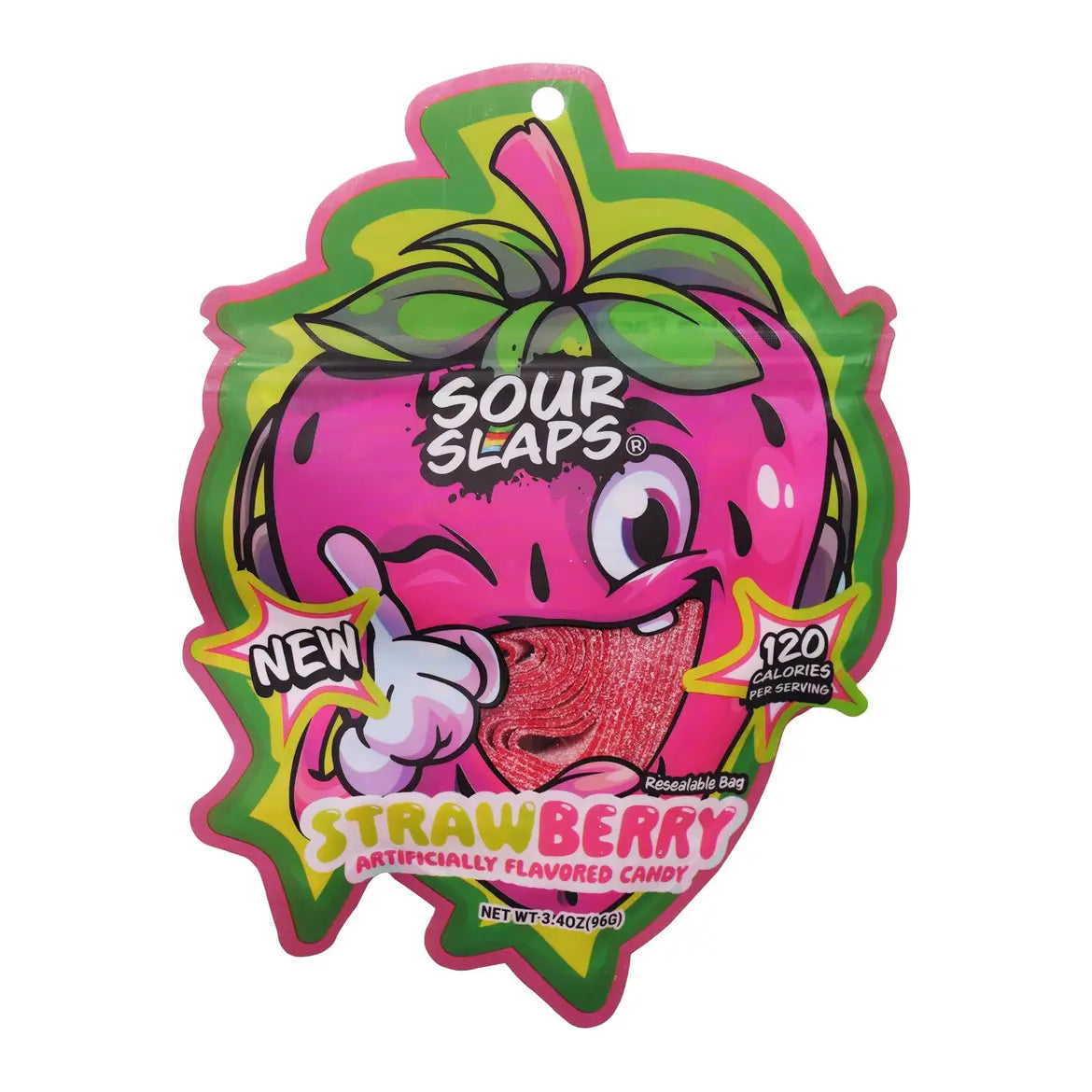 Enjoy the tangy-sweet taste of Sour Slaps Strawberry candy at Sweet Cakes Shop in Detroit! Thin, chewy, and bursting with bold strawberry flavor. Order now!